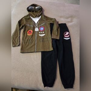 TOP GUN Maverick Set Boys size 7 long sleeve hoodie shirt & black pants